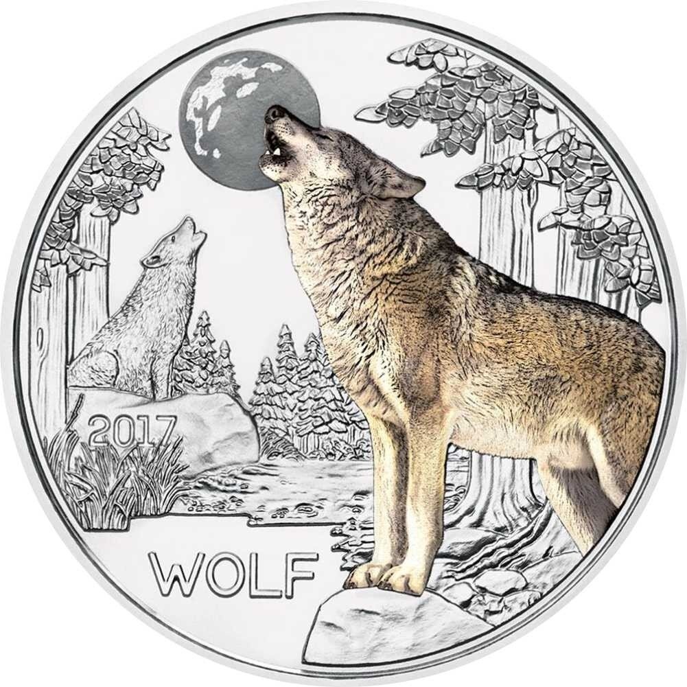 Österreich Tier-Taler 3 Euro 2017 Wolf