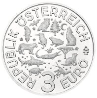 Österreich Tier-Taler 3 Euro 2017 Wolf
