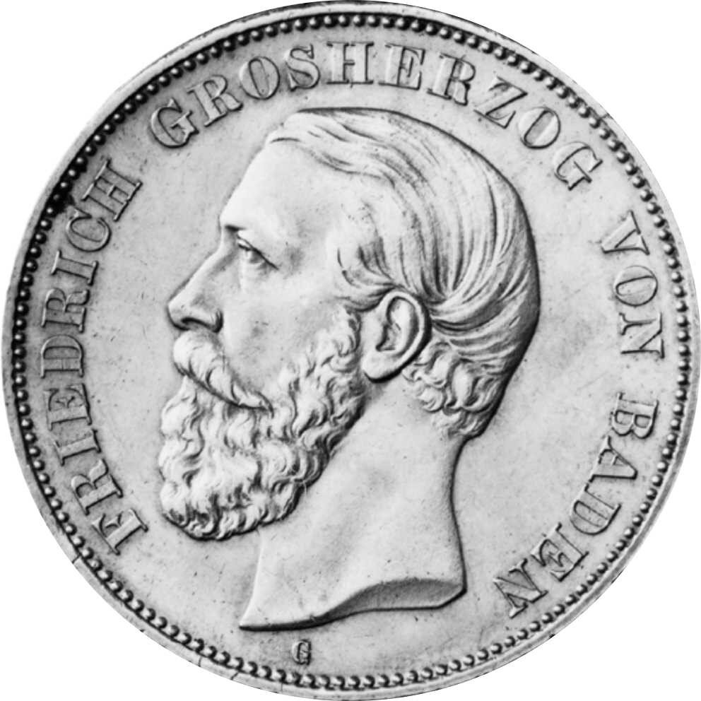 J.027F Baden 5 Mark 1875 - 1888 Großherzog Friedrich I