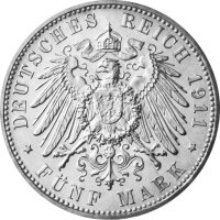 J.040 Baden 5 Mark 1908 - 1913 Großherzog Friedrich II