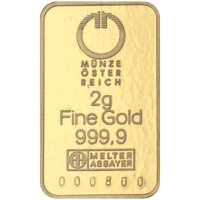 2 Gramm Goldbarren RESALE I. Wahl in Folie verschweißt | LBMA