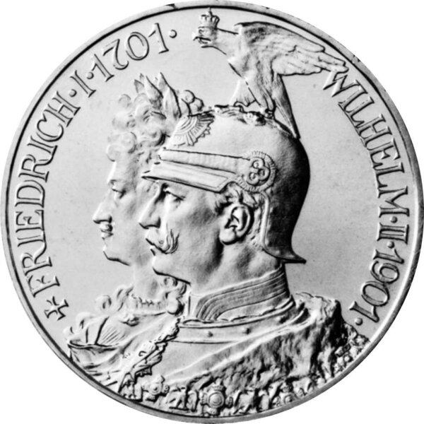 J.105 Preußen 2 Mark 1901 - 200 Jahre Königreich - Silber ss