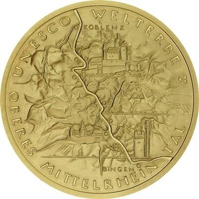 Deutschland 100 € 2015 Ob. Mittelrheintal 1/2 oz Gold