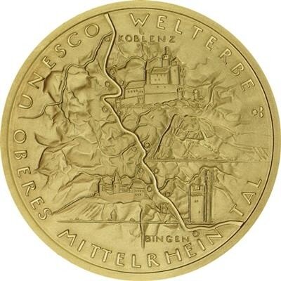 Deutschland 100 € 2015 Ob. Mittelrheintal 1/2 oz Gold