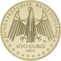 Deutschland 100 € 2015 Ob. Mittelrheintal 1/2 oz Gold