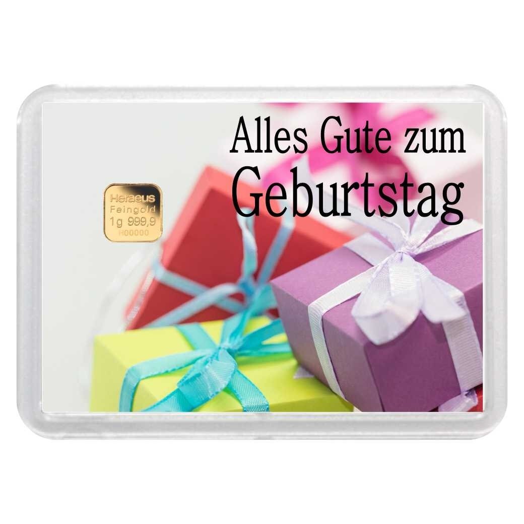Geschenkbarren "Geburtstag" 1 Gramm Gold