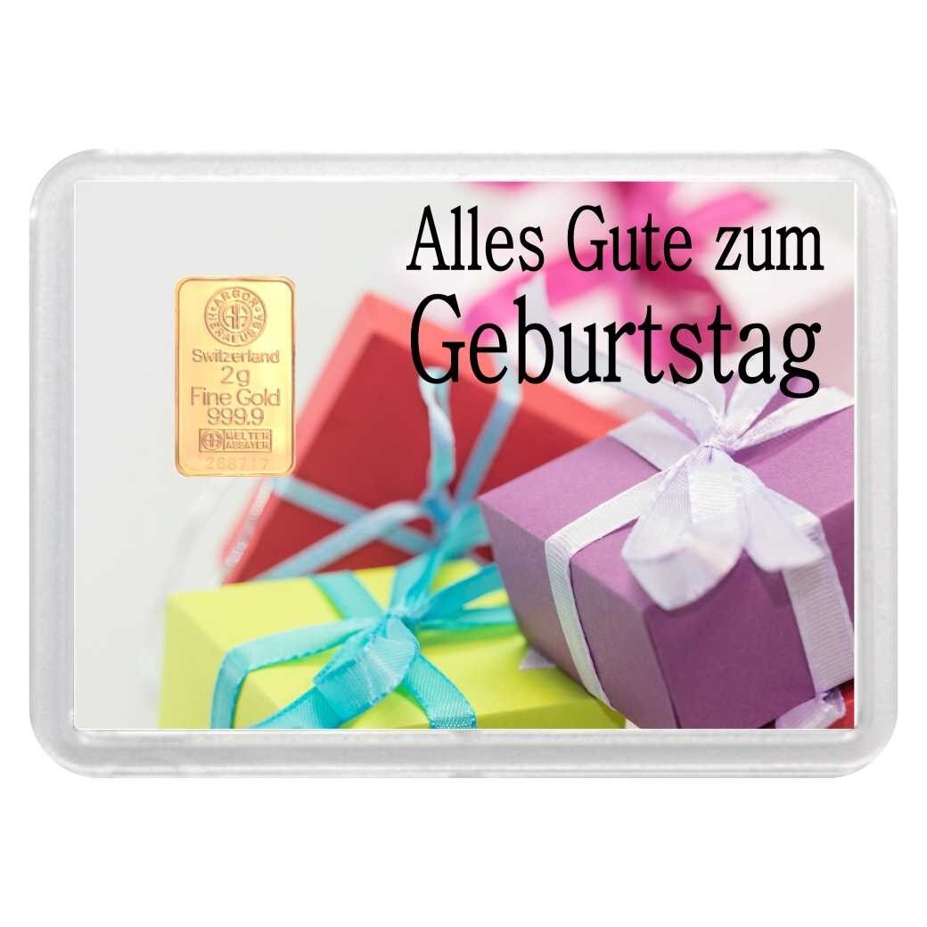 Geschenkbarren "Geburtstag" 2 Gramm Gold