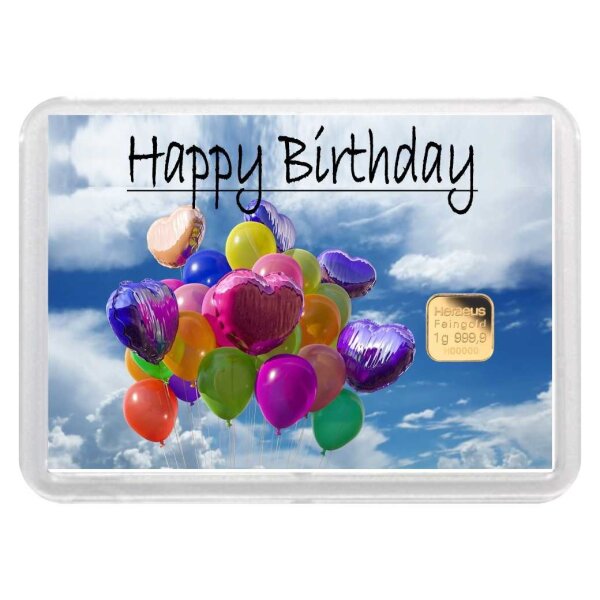 Geschenkbarren "Happy Birthday" 1 Gramm Gold