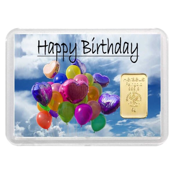 Geschenkbarren "Happy Birthday" 5 Gramm Gold