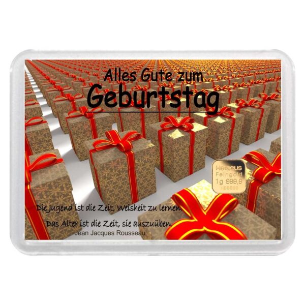 Geschenkbarren "Geburtstags-Geschenke" 1 Gramm Gold