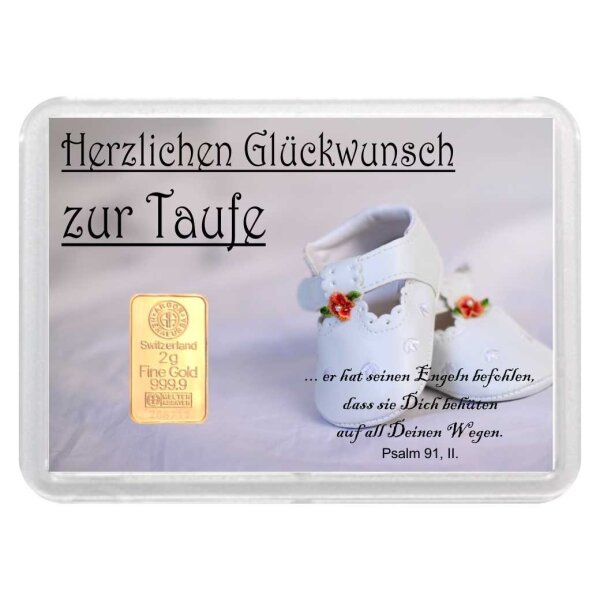 Geschenkbarren "Zur Taufe" 2 Gramm Gold