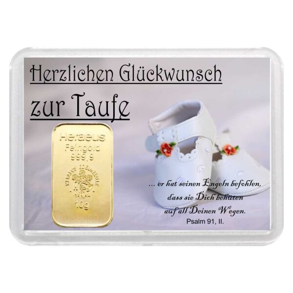 Geschenkbarren "Zur Taufe" 10 Gramm Gold