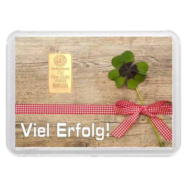Geschenkbarren "Viel Erfolg" 2 Gramm Gold