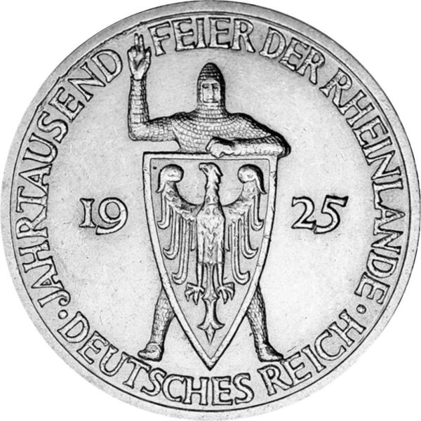 J.321 Weimarer R. 3 Mark 1925 "Zur Jahrtausendfeier der Rheinlande"
