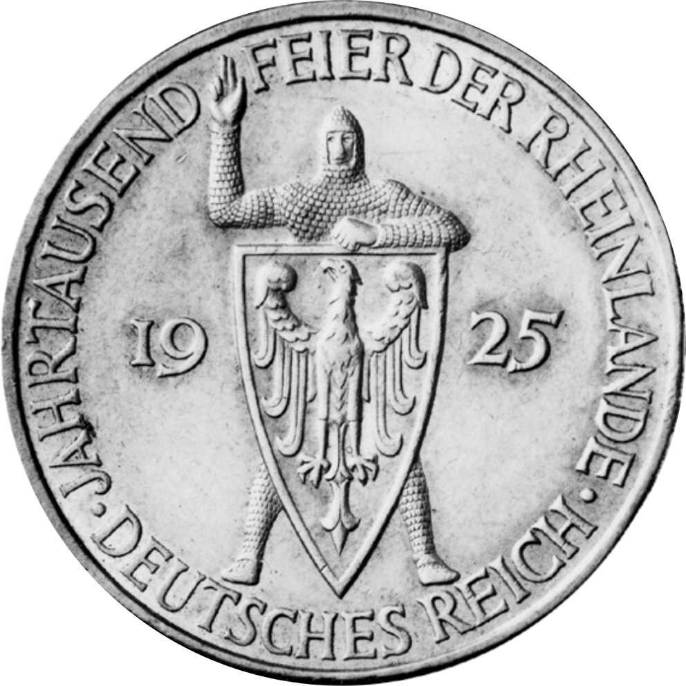J.322 Weimarer R. 5 Mark 1925 Jahrtausendfeier der...