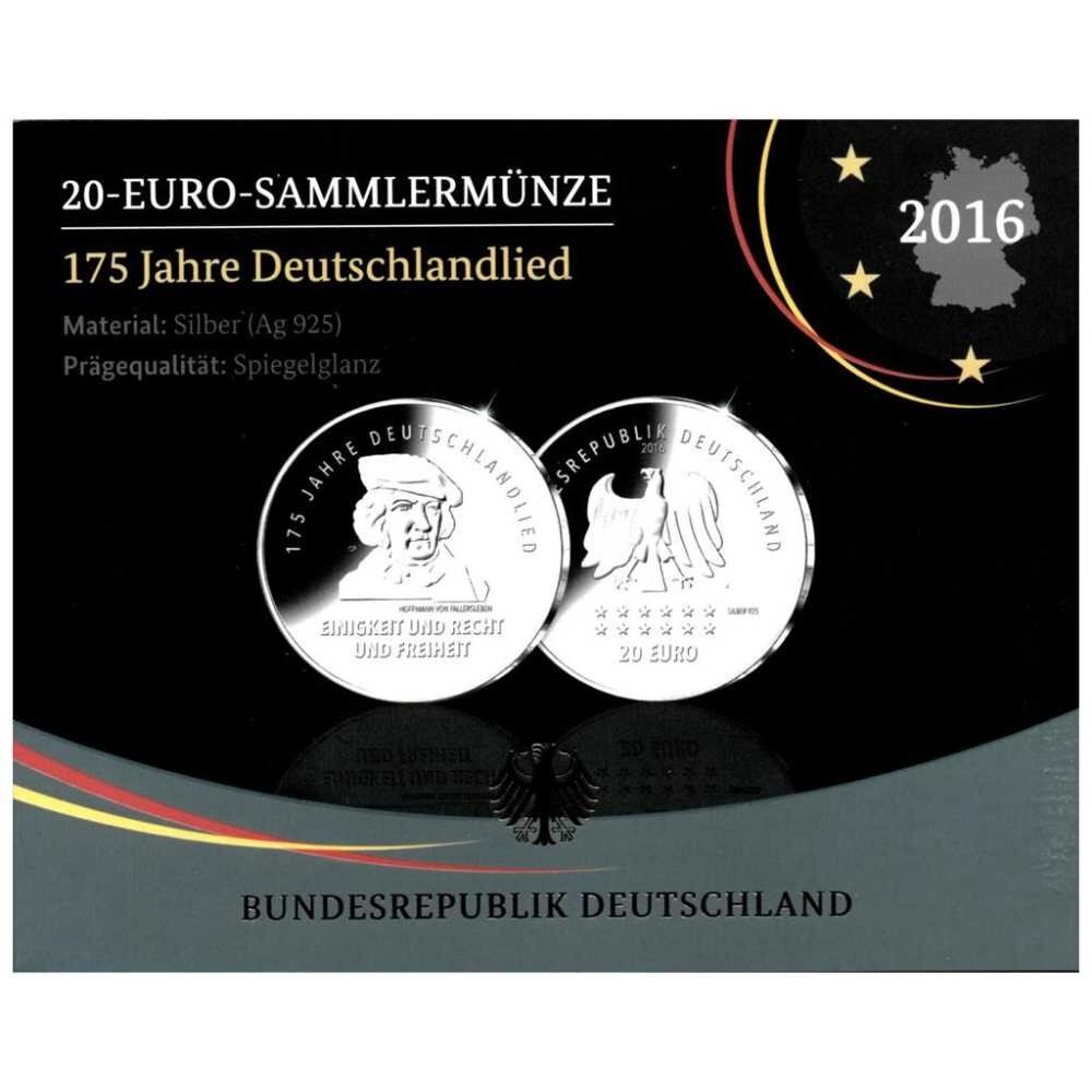 Deutschland 20 Euro 2016 175 Jahre Deutschlandlied - PP