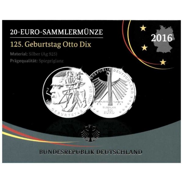 Deutschland 20 Euro 2016 125. Geburtstag von Otto Dix - PP