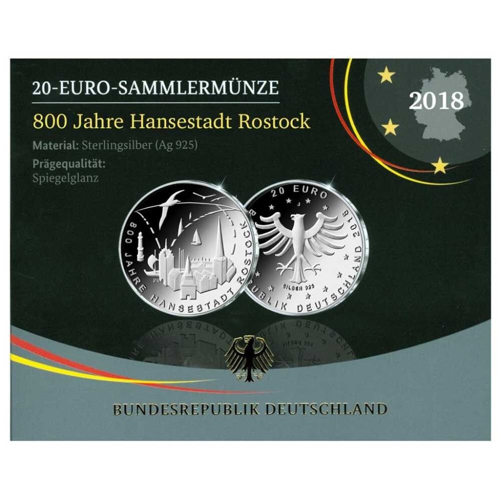 Deutschland 20 Euro 2018 800 Jahre Hansestadt Rostock - PP
