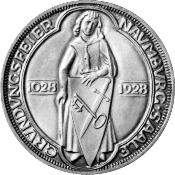 J.333 Weimarer R. 3 Mark 1928 -A- Zum 900 jährigen Bestehen von Naumburg a. d. Saale"