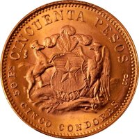 Chile 50 Pesos Liberty Gold