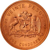 Chile 20 Pesos Liberty Gold
