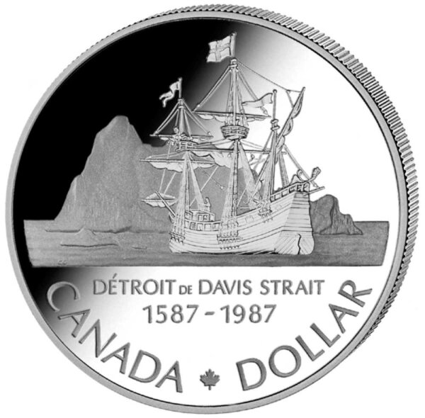 Kanada 1 Dollar 1987 John Davis - Silber PP