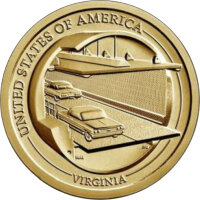 USA 1 Dollar 2021 Virginia Chesapeake Bay Bridge Tunnel -...