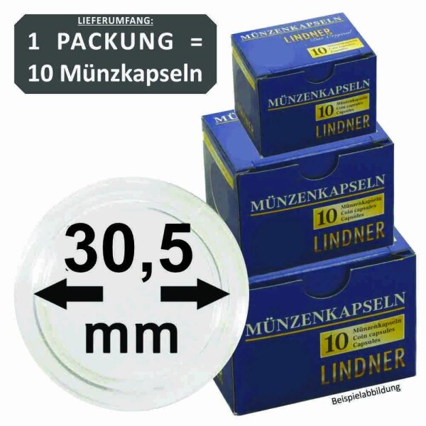 Ø 30,5 mm Münzkapseln Lindner 1 Pack = 10 Stück