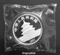 China Panda 1991 2 oz Silber Piedfort - Original-Folie + Etui