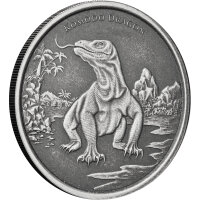 Tokelau Komodo Dragon 1. Ausgabe - Komodowaran 2022 1 oz Silber Antik Finish