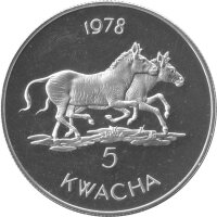 Malawi 5 Kwacha 1978 - Steppenzebra - Silber PP