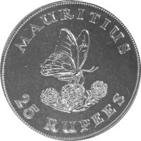 Mauritius 25 Rupien 1975 - Blauer Schwalbenschwanz - Silber