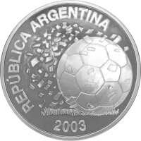 Argentinien 5 Pesos 2003 Fußball WM - Silber PP