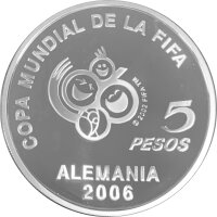 Argentinien 5 Pesos 2005 - XVIII. Fußball WM 2006 in Deutschland - Silber PP
