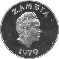 Sambia 5 Kwacha 1979 - Litschi Moorantilope - Silber PP