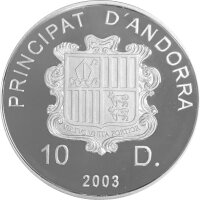 Andorra 10 Diners 2003 - XVIII. Fußball WM 2006 in Deutschland "Fußballsymbol" - Silber PP