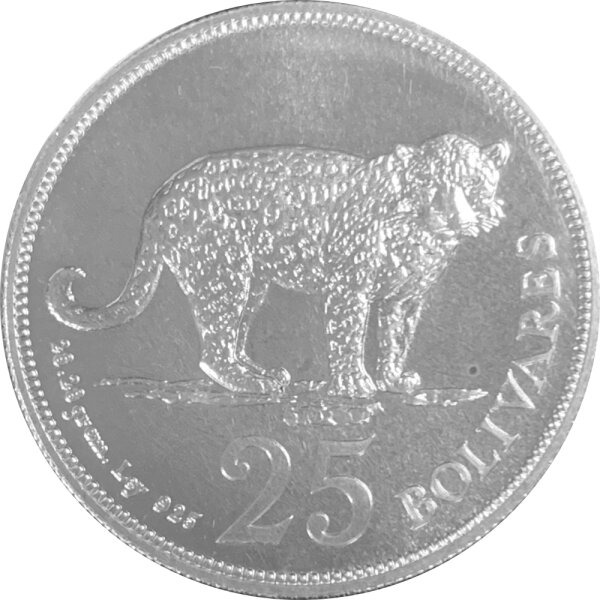Venezuela 25 Bolivares 1975 Jaguar - Silber