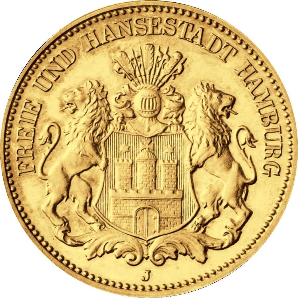 J.212 Hamburg 20 Mark 1893 - 1913 - Stadtwappen - ss