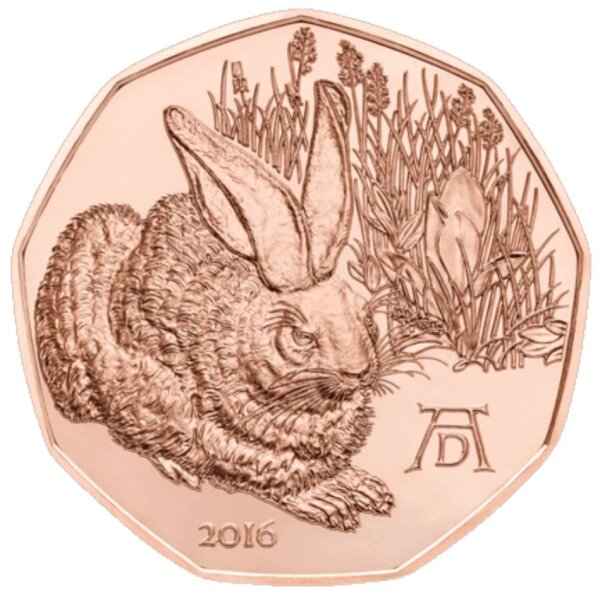Österreich 5 Euro 2016 Dürers Feldhase - Kupfer