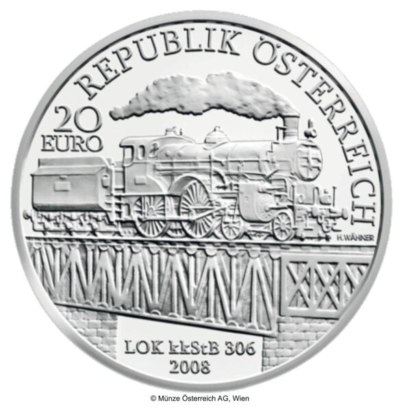 Österreich 20 Euro 2008 Kaiserin Elisabeth Westbahn - Silber PP