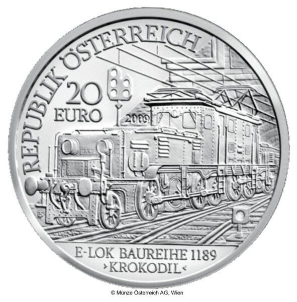 Österreich 20 Euro 2009 Elektrifizierung der Bahn - Silber PP