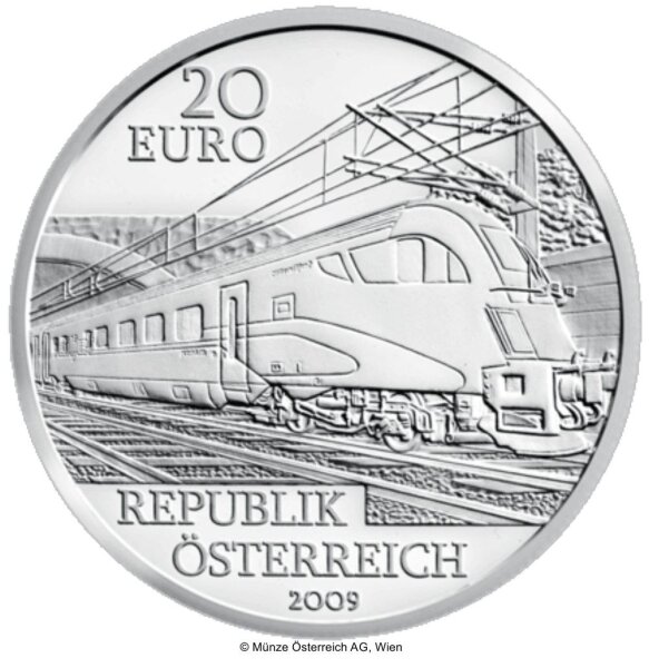 Österreich 20 Euro 2009 Bahn der Zukunft - Silber PP