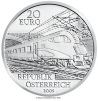 Österreich 20 Euro 2009 Bahn der Zukunft - Silber PP