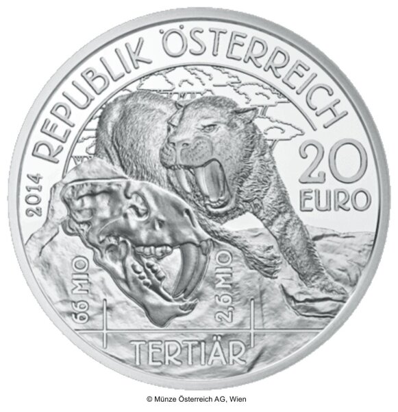Österreich 20 Euro 2014 Tertiär - Leben auf der Erde - Silber PP
