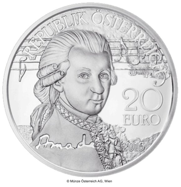 Österreich 20 Euro 2016 Amadé: Das Genie - Silber PP