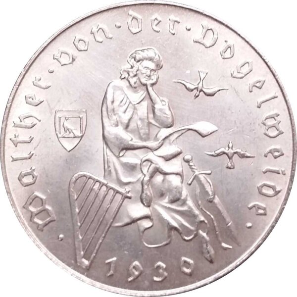 Österreich 2 Schilling 1930 Walter von der Vogelweide - Silber