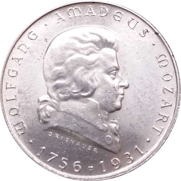Österreich 2 Schilling 1931 Wolfgang Amadeus Mozart - Silber
