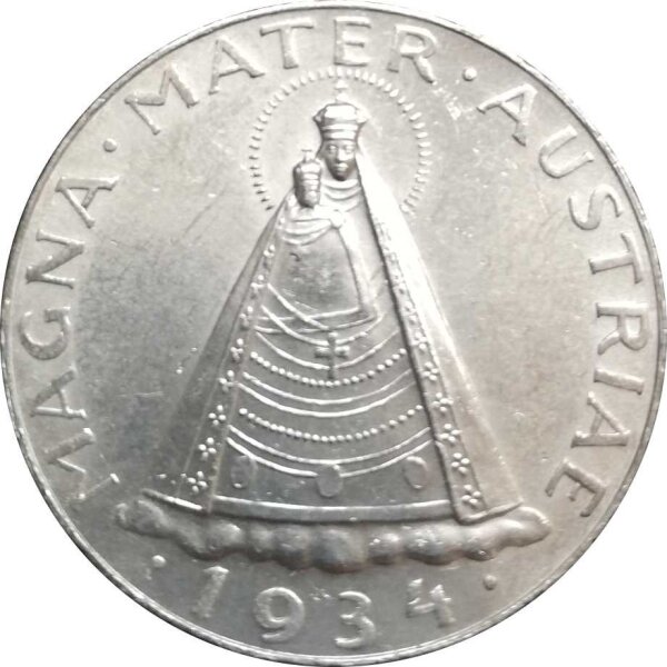 Österreich 5 Schilling 1934 Madonna von Mariazell - Silber