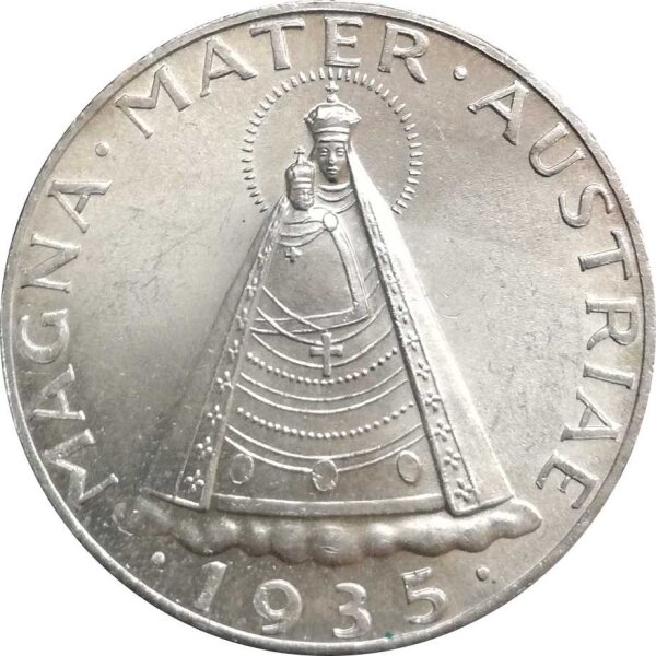 Österreich 5 Schilling 1935 Madonna von Mariazell - Silber