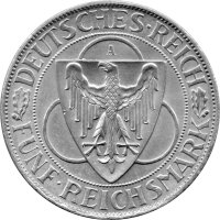 J.346 Weimarer R. 5 Mark 1930 -A- "Räumung des besetzten Rheinlandes"